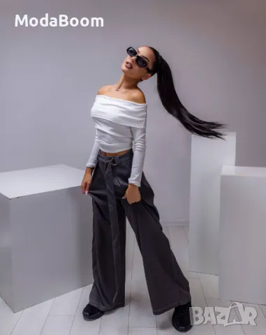 Стилен сив дамски панталон , снимка 2 - Панталони - 48066861