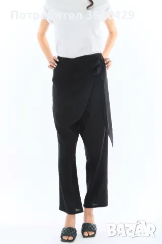 Дамски Ленен Панталон Natty - Черен, снимка 2 - Панталони - 49723944