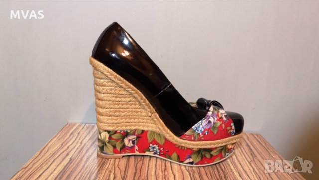 Нови обувки на платформа 37 номер лак черни червени, снимка 3 - Дамски елегантни обувки - 29021318