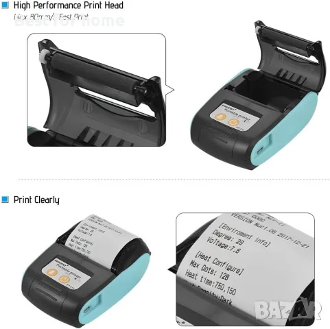 Преносим термичен принтер PT-210, снимка 7 - Принтери, копири, скенери - 49649770