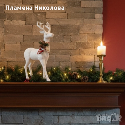 Декоративен Коледен eлен – Златист или бял, с празнични детайли, снимка 3 - Декорация за дома - 52658875