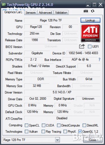 Видео карта ATi RAGE 128 Pro(Gigabyte GV-AG32S) 32MB DDR 128bit AGP, снимка 9 - Видеокарти - 33903232