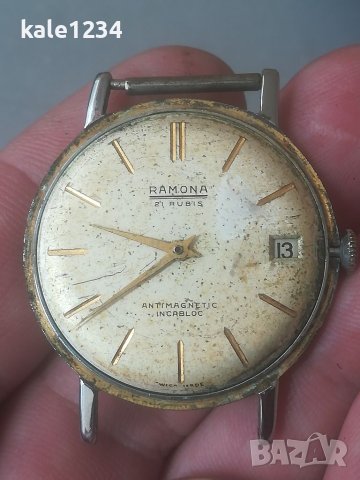 Швейцарски часовник RAMONA 21 rubis. Vintage watch. Мъжки механичен. Swiss made , снимка 8 - Мъжки - 40639686