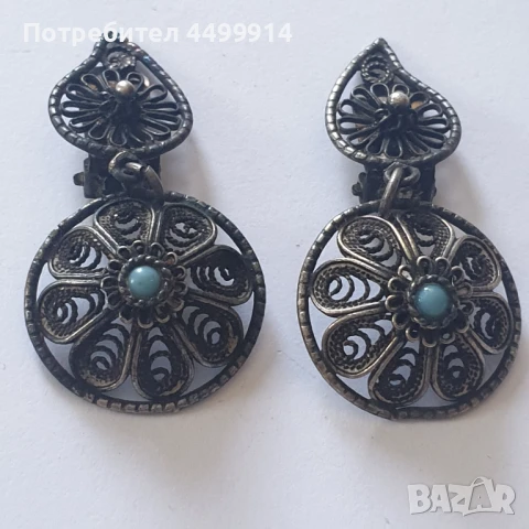 Стари сребърни обеци филигран, снимка 6 - Антикварни и старинни предмети - 51318066