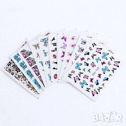 STZ 001-040 40 бр микс животни и цветя слайдер ваденки водни стикери за нокти маникюр, снимка 3 - Продукти за маникюр - 20610097