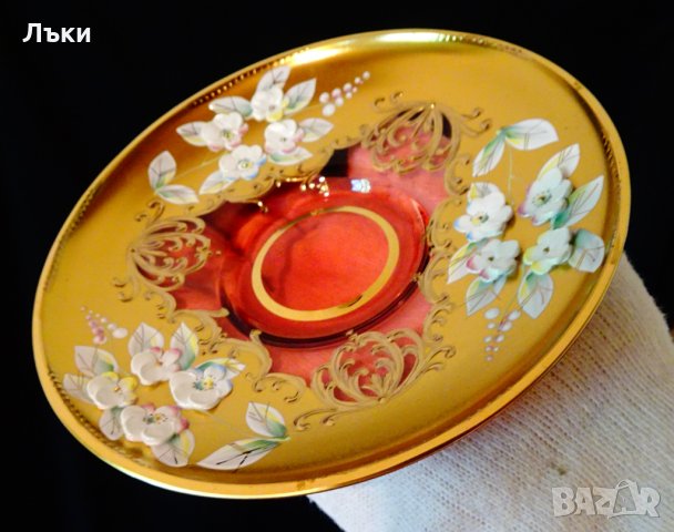 Bohemia кристална чаша с чиния,злато., снимка 8 - Антикварни и старинни предмети - 33145666