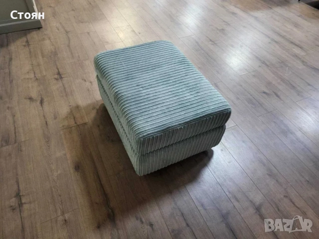 Синя табуретка от плат с функция ракла, снимка 3 - Дивани и мека мебел - 51956085