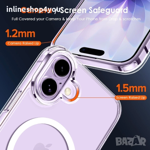 Прозрачен MagSafe Кейс за Apple iPhone 17, снимка 3 - Калъфи, кейсове - 51854759