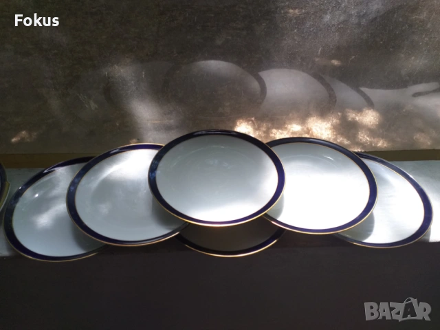 Порцелан Edelstein Bavaria злато кобалт лот 6 чинии и плато