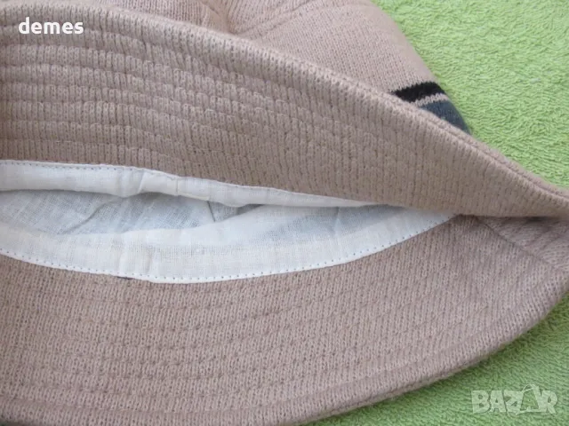 Плетена шапка с периферия, цвят капучино, нова, снимка 3 - Шапки - 48459415
