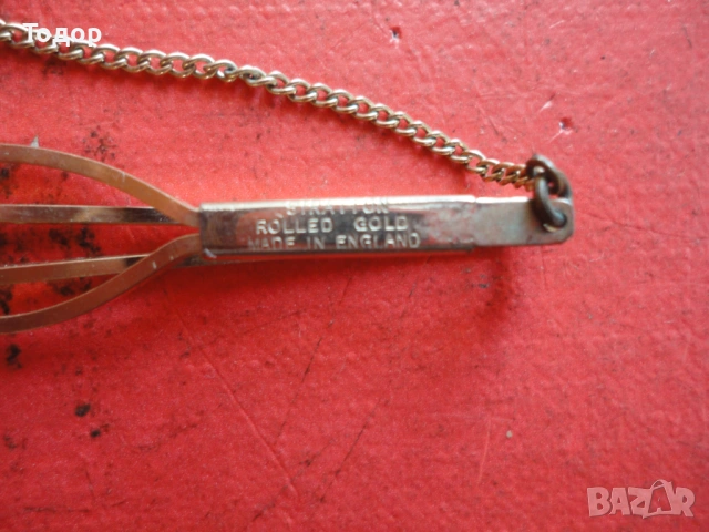 Позлатена игла щипка за вратовръзка Strattun Roled Gold , снимка 4 - Други - 53040872
