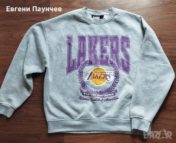 Ватирана блуза на Lakers размер S в сив цвят