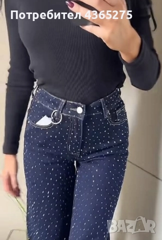 най-бруталните дамски дънки с камъни,които вталяват,прав крачол, снимка 3 - Дънки - 52082905