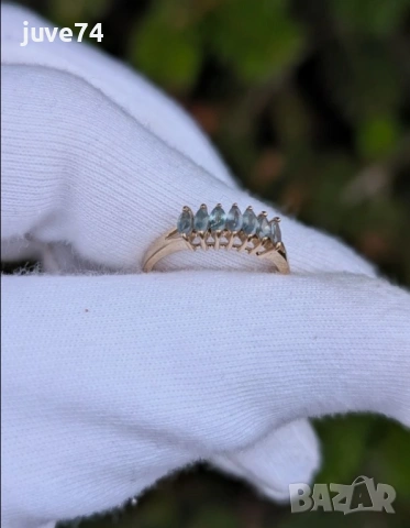 ЗЛАТЕН ПРЪСТЕН С ЕСТЕСТВЕНИ АЛЕКСАНДРИТИ  СЕРТИФИКАТ, снимка 2 - Пръстени - 53048120