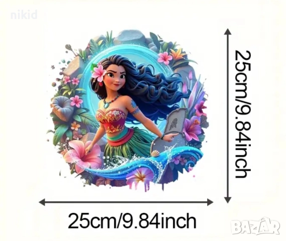 Моана Ваяна Моана голяма щампа термо апликация картинка за дреха блуза чанта, снимка 2 - Други - 52217772