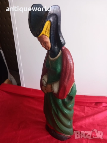 Голяма Дървена Статуя, Фигура МОНАХИНЯ ,Средновековна Дама, снимка 5 - Антикварни и старинни предмети - 52845736