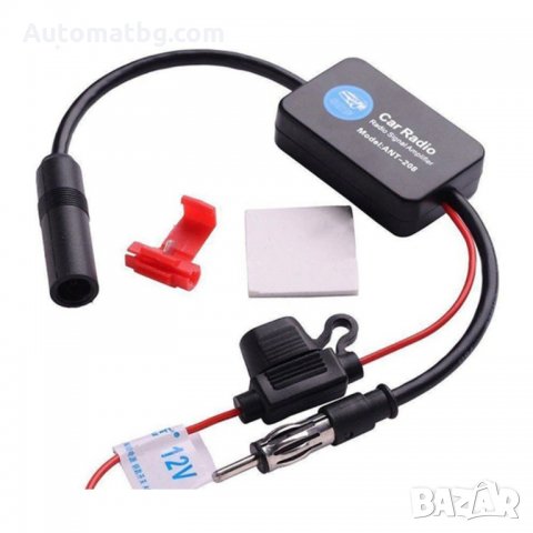 Усилвател за антена Automat, FM/AM радио, За предно стъкло от вътре, 12V, черен