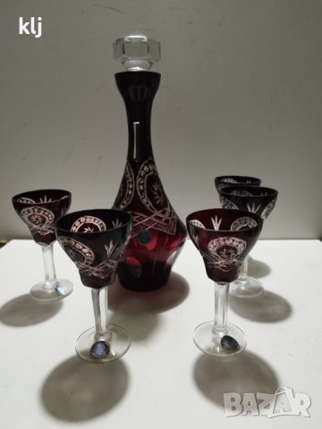 Кристални чаши с графа цветен червен кристал , снимка 11 - Колекции - 44018929