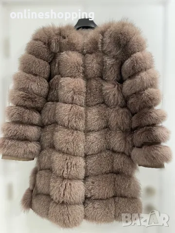 Дълго палто от естествен косъм с регулируеми ръкави