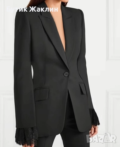 Блейзър с дантела на ръкава, снимка 3 - Сака - 52569630