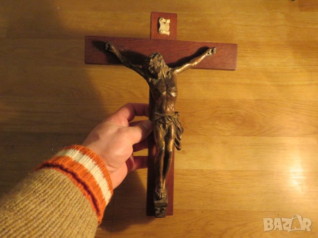 Стар кръст разпятие Христово, Исус Христос 31х 23см религия бог, снимка 2 - Антикварни и старинни предмети - 35483570