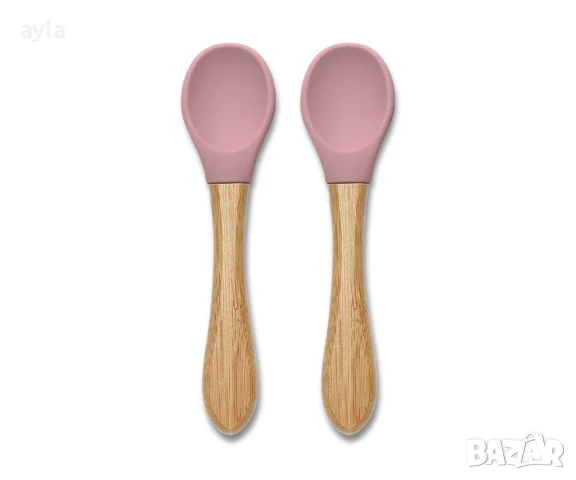 Бебешки силиконови лъжички с бамбук 2 бр. Lorelli