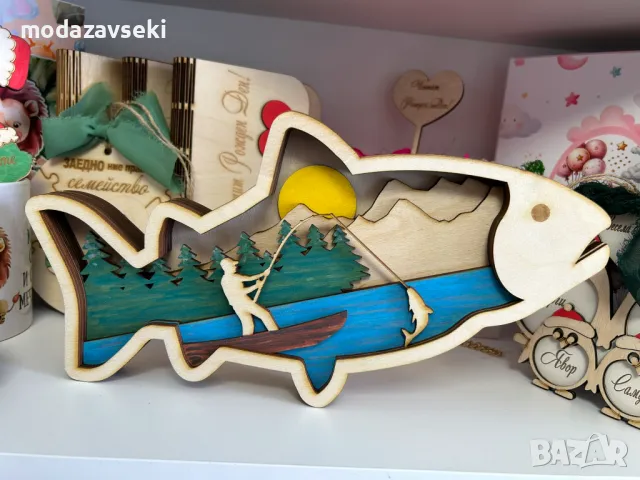 3Д дървени картини за рибар и ловец, снимка 3 - Подаръци за мъже - 47839229