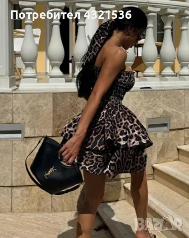 Разкроена рокля с принт, снимка 3 - Рокли - 49873758