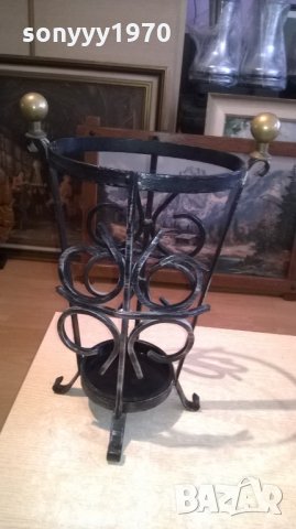 ПОСТАВКА ЗА ЧАДЪРИ ОТ КОВАНО ЖЕЛЯЗО И МЕСИНГ-50Х35СМ, снимка 4 - Колекции - 27400829