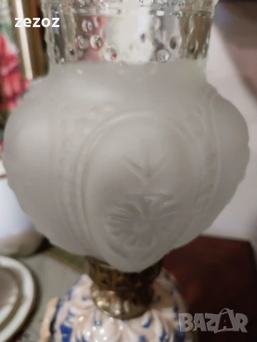 Настолна лампа-месинг и порцелан, снимка 4 - Настолни лампи - 50935432