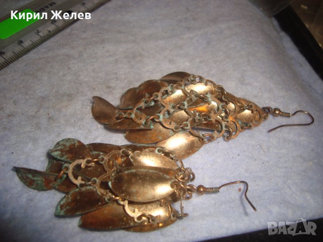 СТАРИ ФЛОРАЛНИ ЗЛАТИСТИ ОБИЦИ ТИП ТРЕПКИ 12598, снимка 5 - Обеци - 36635579