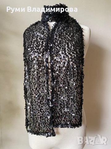Шал с пайети в черно и кафяво/ различни видове, снимка 8 - Шалове - 47544666