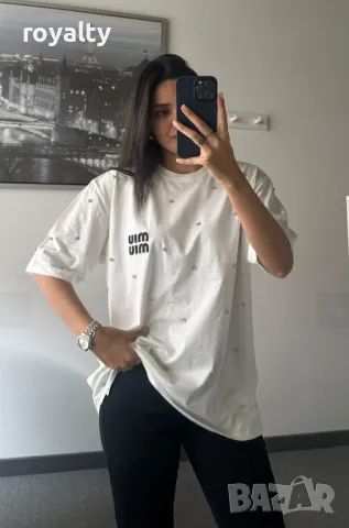 Miu Miu дамски памучни тениски Два цвята , снимка 4 - Тениски - 49853706