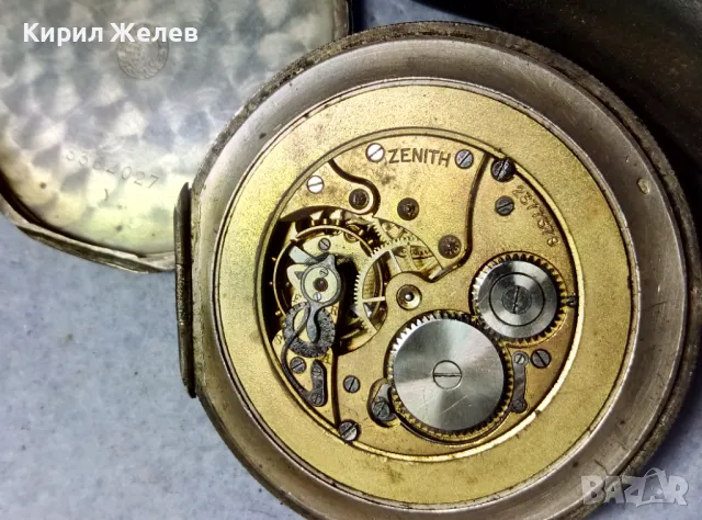 ZENITH Стар КОЛЕКЦИОНЕРСКИ ШВЕЙЦАРСКИ СРЕБЪРЕН ДЖОБЕН ЧАСОВНИК ЗЕНИТ СРЕБРО 800 Рядък МОДЕЛ 49660, снимка 5 - Антикварни и старинни предмети - 48609681
