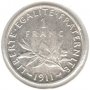 France-1 Franc-1911-KM# 844-Silver