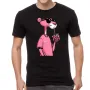 Нова мъжка тениска с героя Пинко Розовата Пантера в черен цвят, снимка 1