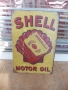 Метална табела Shell motor oil туба реклама бензиностанция пистолет масло бензин дизел гориво път, снимка 1