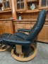 Relax кресло с отоманка от естествена кожа , снимка 3