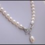 Колие  от бели  естествени перли,7мм-8мм, снимка 1 - Колиета, медальони, синджири - 38690670
