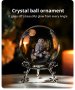 3D Прозрачен орнамент Бухал в кристална топка 60 мм + стойка орнамент