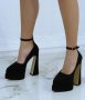 Обувки на ток - черен велур - VT2, снимка 1 - Дамски обувки на ток - 39439192