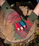 Перуански ръкавици с отворени пръсти и капаче различни цветове, снимка 1