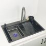 Мултифункционална дълбока кухненска мивка със смесител водопад|Tetra Sink|1NS30468TS, снимка 1 - Мивки - 43149386