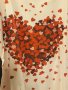 Тениска сърца , къс ръкав розов фон с нежни сърца вишнево и червено като разпръснати листенца , снимка 10