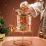 Стъклен диспенсър за напитки 2.6 L с коледен дизайн и златиста стойка. , снимка 4