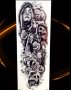 Ръкав маскирано дамско лице черепи и рози временна татуировка татос татус Tattoo, снимка 1 - Други - 37954975