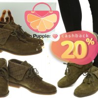 ПРОМО 🍊 HUSH PUPPIES 38 номер 🍊 Дамски боти от ест. велур KHAKI CAYTO BOOTS нови с кутия, снимка 1 - Дамски боти - 19418525