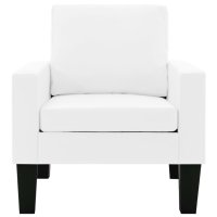 Комплект мека мебел, 3 части, бял, изкуствена кожа, снимка 9 - Дивани и мека мебел - 40304925