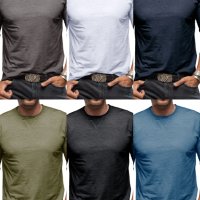 Нова мъжка едноцветна памучна тениска с кръгло деколте и дълъг ръкав, 6цвята - 024, снимка 1 - Тениски - 43507038