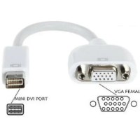 ANIMABG Преходник Mini DVI към VGA адаптер за връзка на Mac PC компютър MacBook Laptop лаптоп с мони, снимка 5 - Кабели и адаптери - 44077030